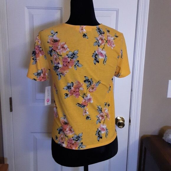Wishful Park Twisted Knot Top Bright Floral sz M/L - Picture 2 of 7